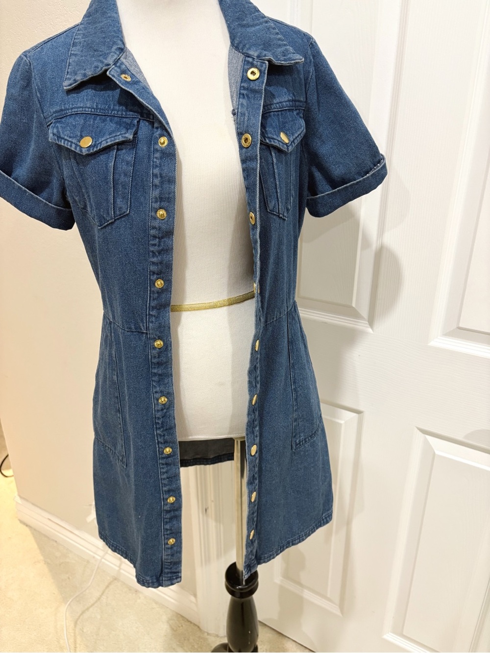 Alexia Admore Denim Button-Front Jean Denim Romina Shirt Dress Small - Picture 5 of 7
